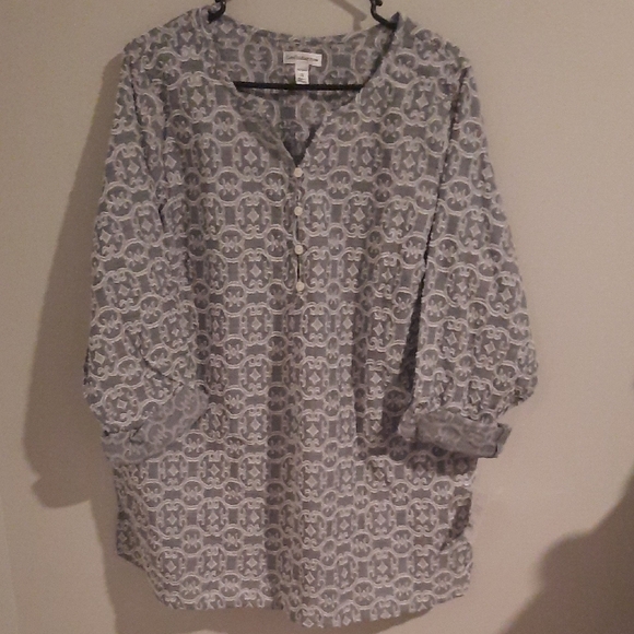 Gray Patterned Blouse - Picture 1 of 4